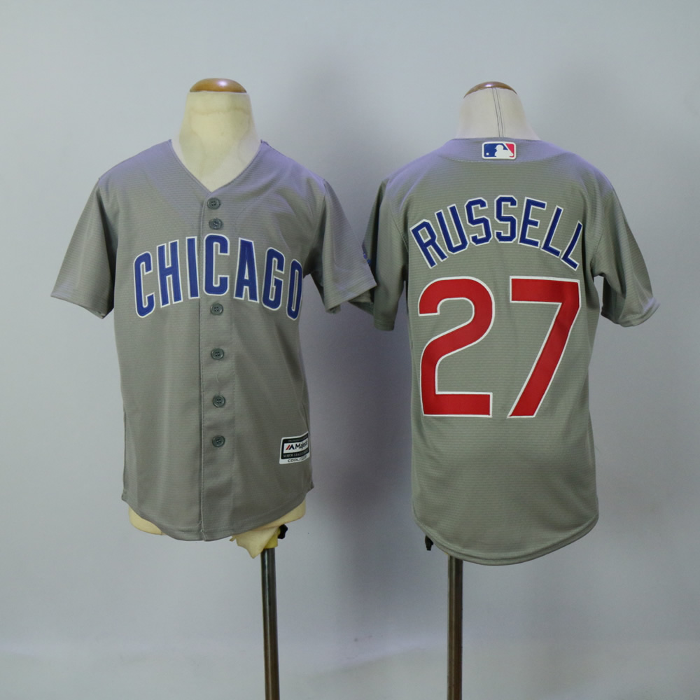 Youth Chicago Cubs 27 Russell Grey MLB Jerseys